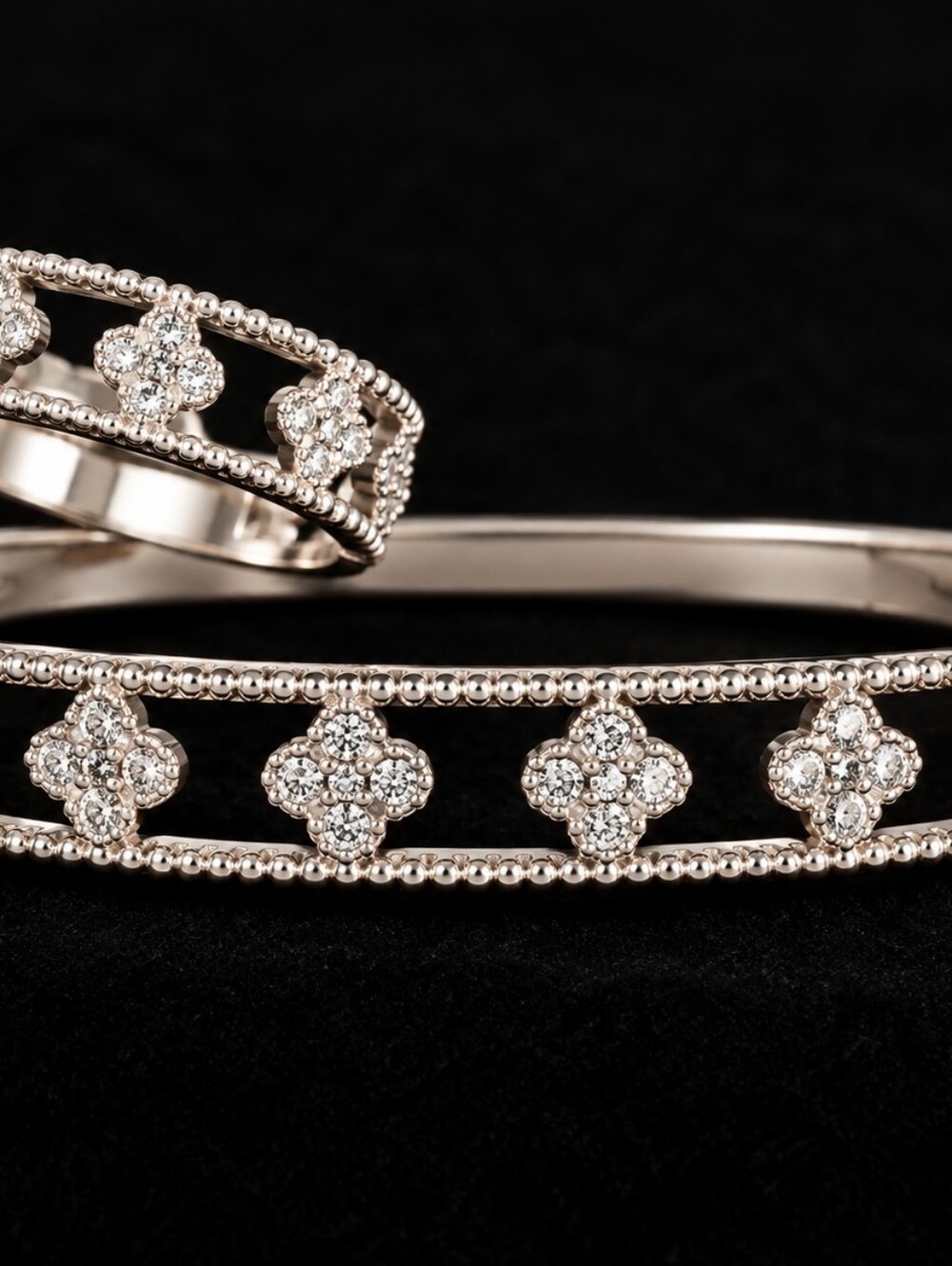 Elegant Dubai Jewelry Silver Women's Bracelet Set With Rjng